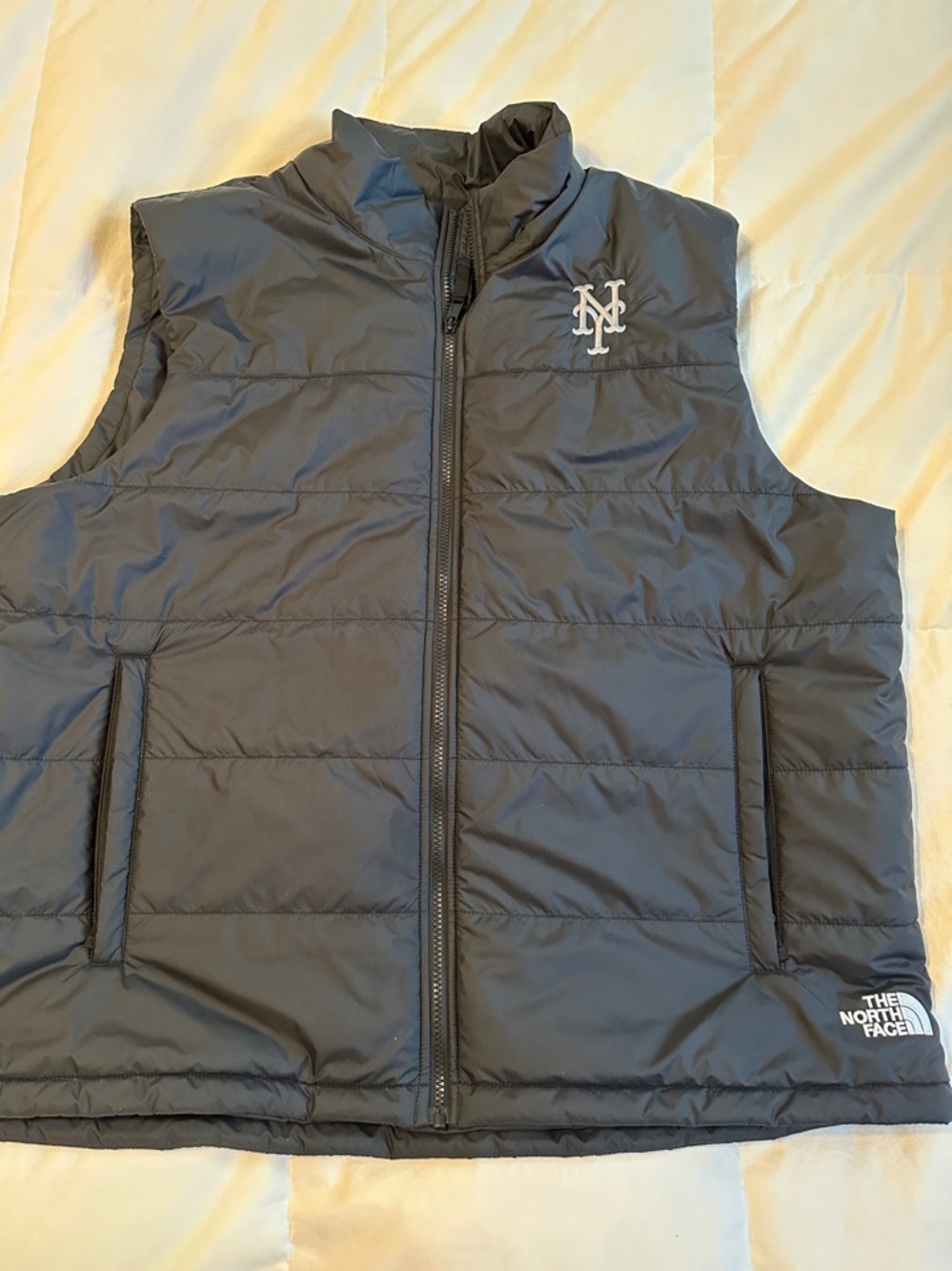 The North Face Black Quilted Puffer Vest with NY Mets Logo